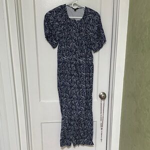 Brooks Brothers Navy Patterned Midi Dress